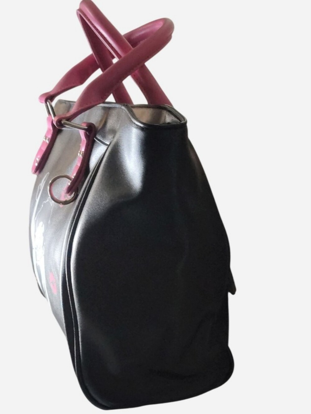 Betty Boop Black Tote with Hot Pink Handles and Kiss Accents - Picture 6 of 8